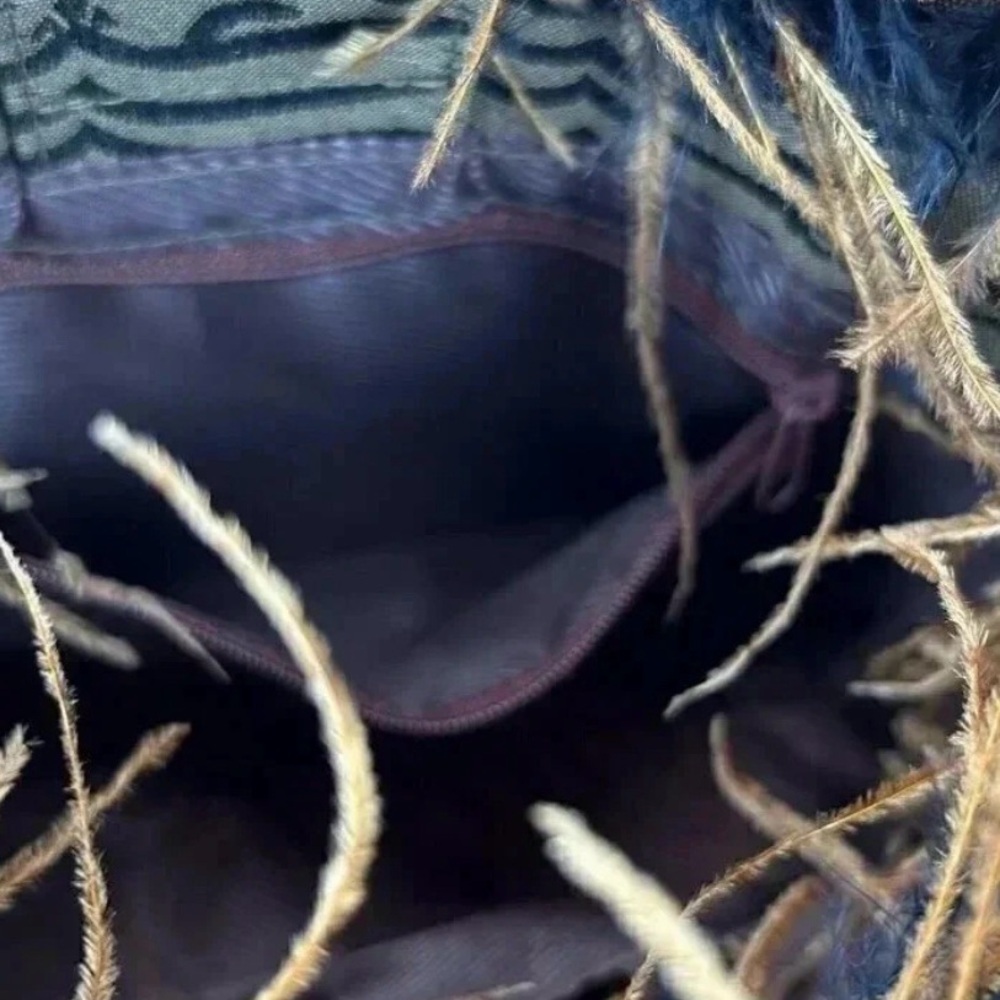 Feathery Handbag Attention Getter Brown Black Evening Bag Shoulder - Picture 7 of 10